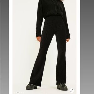 URBAN OUTFITTERS BLACK VELVET SPLIT PANTS